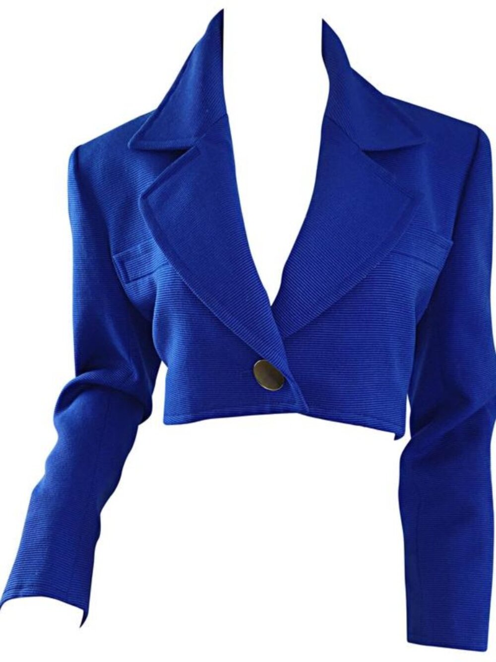 Vintage YSL Yves Saint Laurent Rive Gauche Electric Blue Cropped Bolero- Size 40